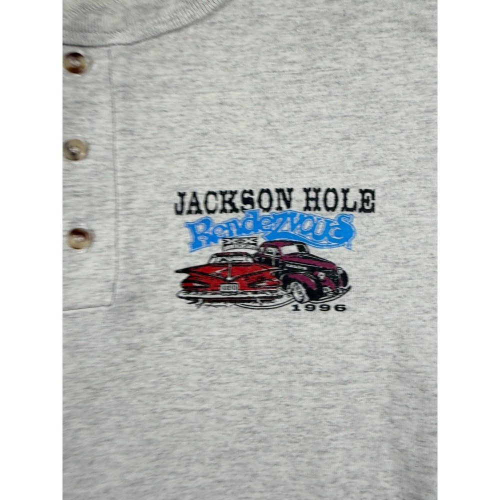Vtg 1996 Jackson Hole Rendezvous Henley Shirt Mens Large Classic Cars - Picture 3 of 6